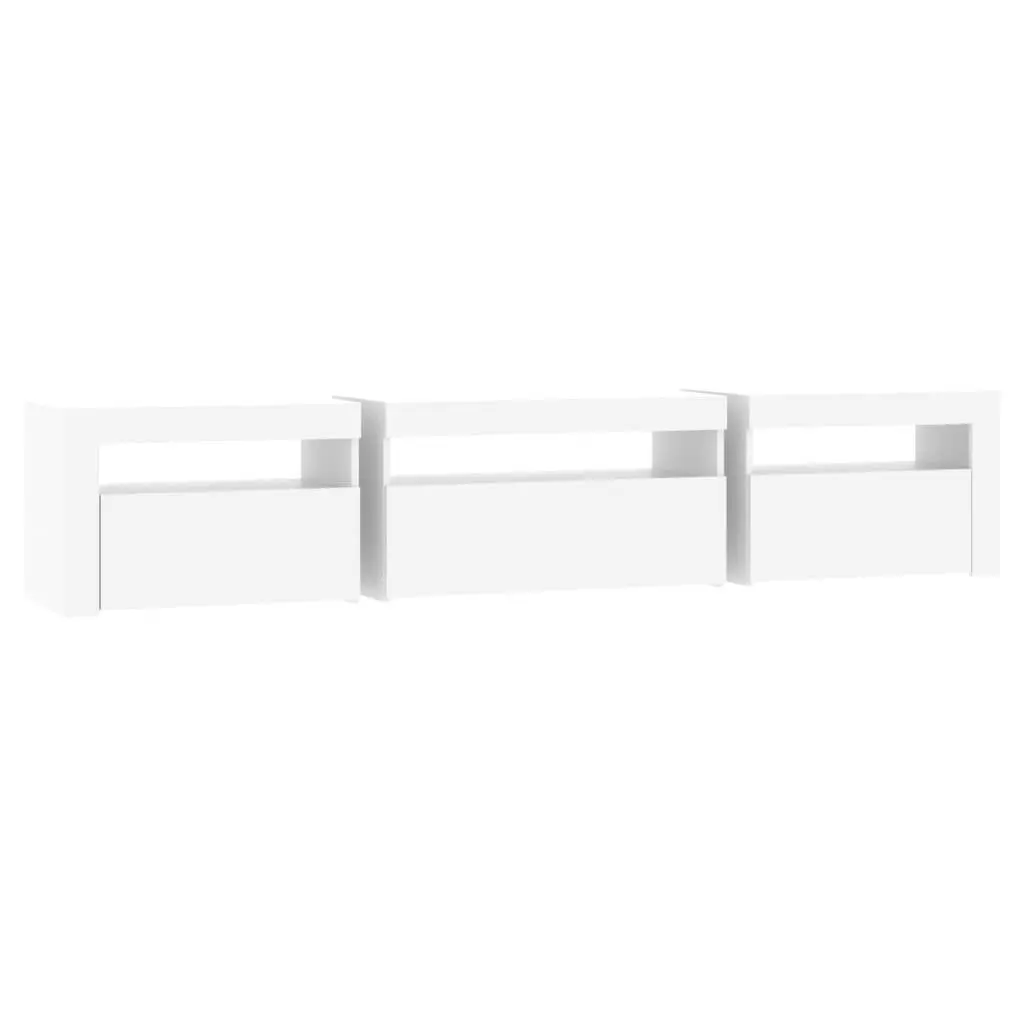 TV Cabinet Engineered Wood 195cm White with RGB LED Lights