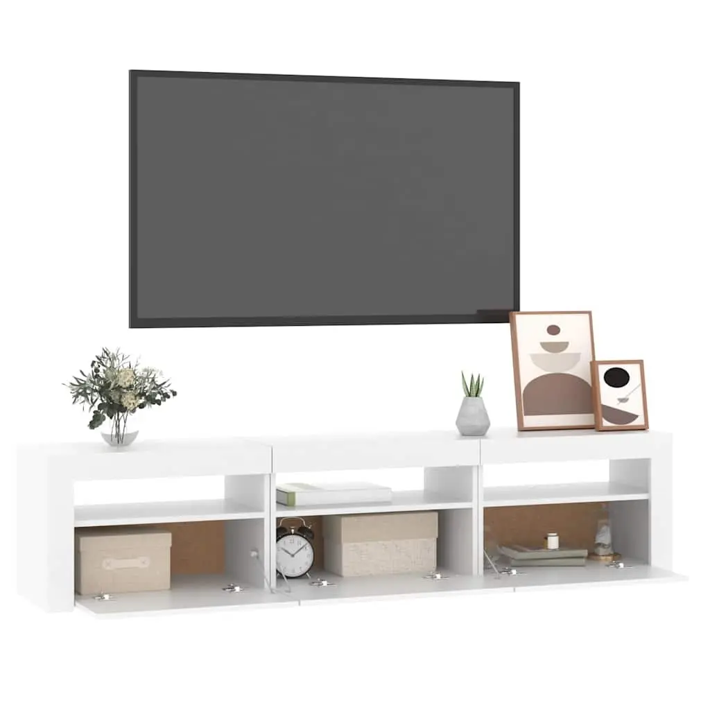 TV Cabinet with RGB LED Lights White Modern Media Unit Storage Furniture
