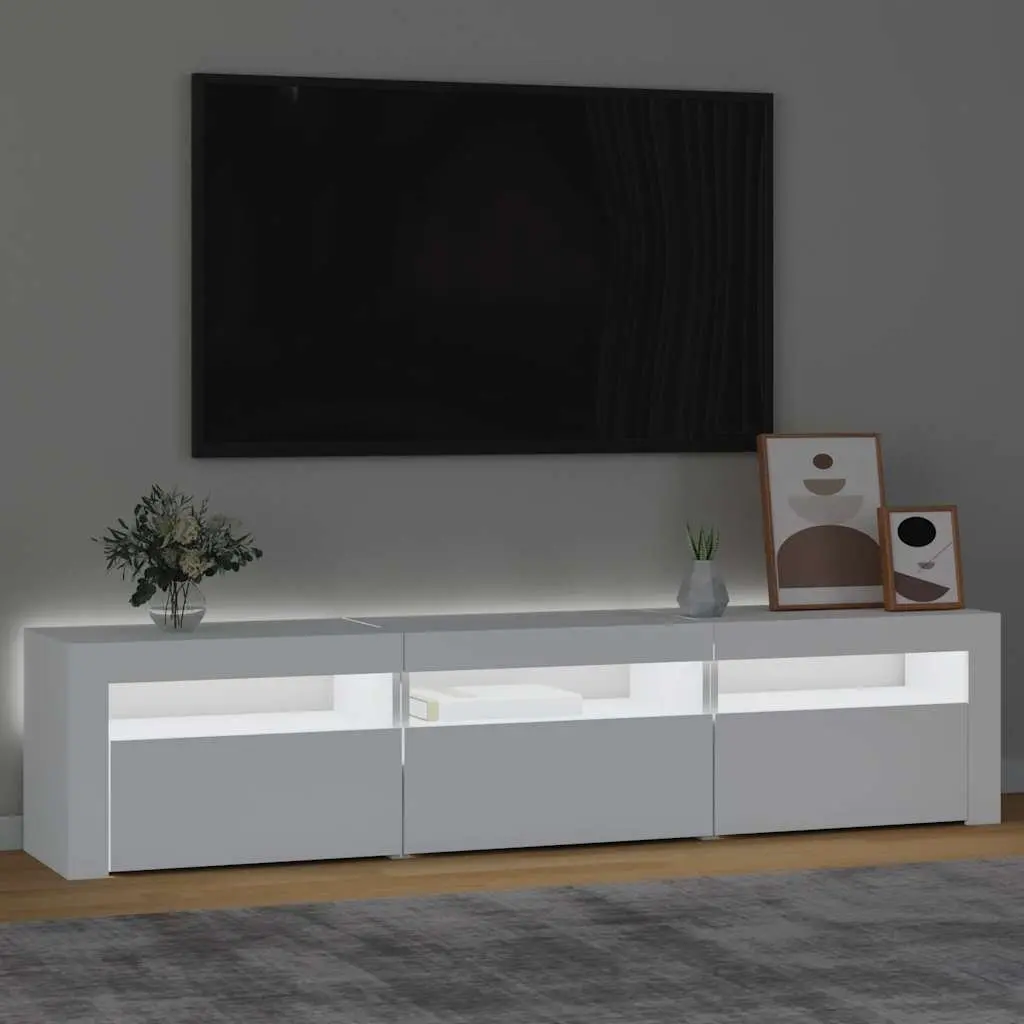 TV Cabinet with RGB LED Lights White Modern Media Unit Storage Furniture