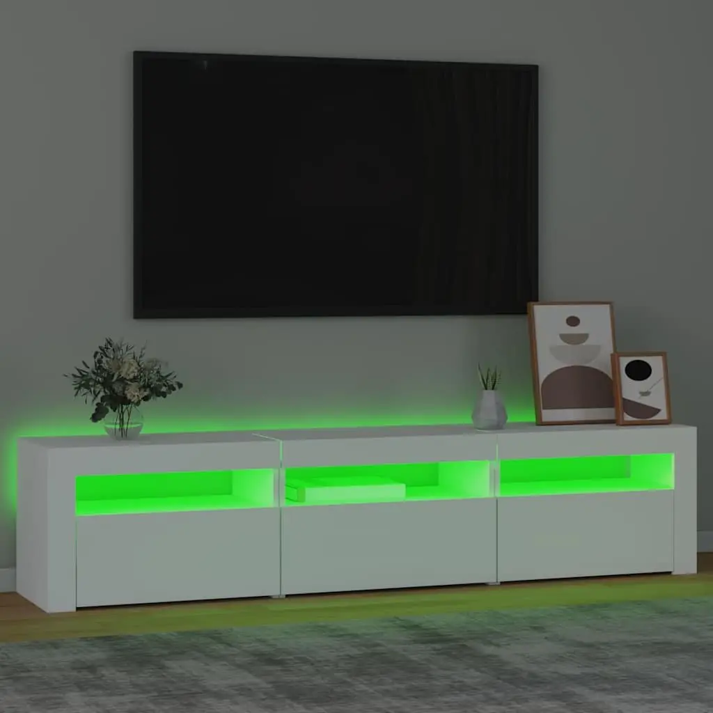 TV Cabinet with RGB LED Lights White Modern Media Unit Storage Furniture