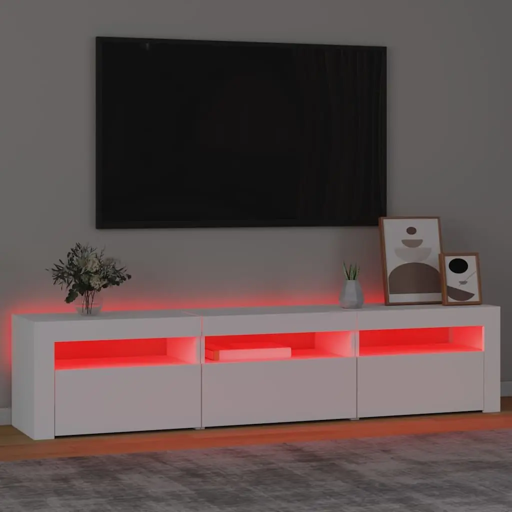 TV Cabinet with RGB LED Lights White Modern Media Unit Storage Furniture