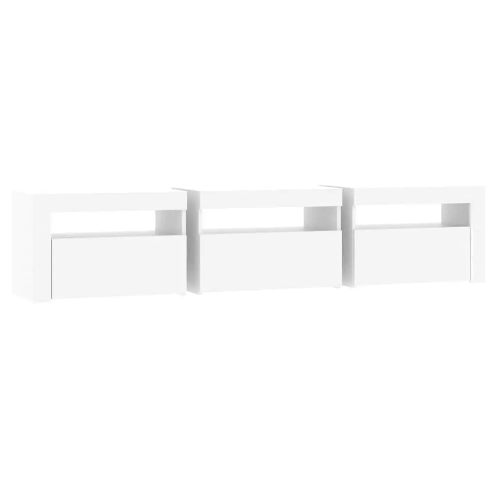 TV Cabinet with RGB LED Lights White Modern Media Unit Storage Furniture