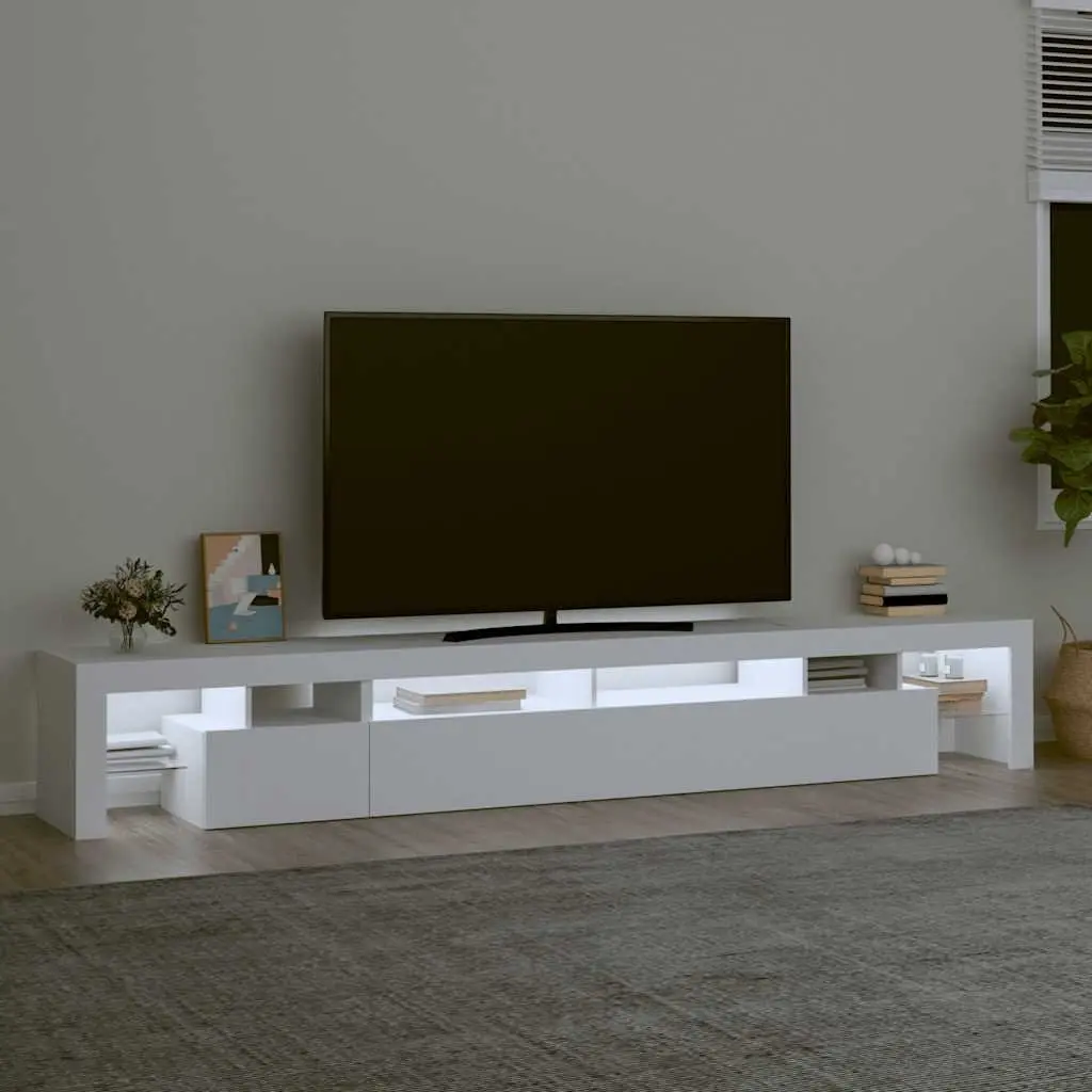 TV Cabinet with RGB LED Lights Storage Unit White Media Stand 260x36.5x40cm