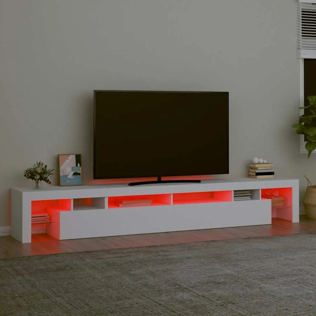 TV Cabinet with RGB LED Lights Storage Unit White Media Stand 260x36.5x40cm