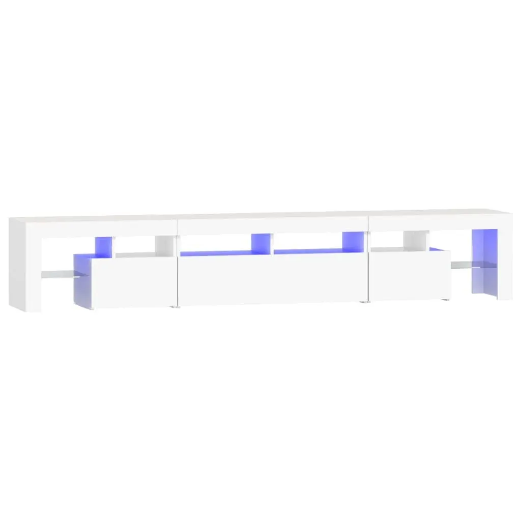 TV Cabinet Engineered Wood 230cm White with RGB LED Lights