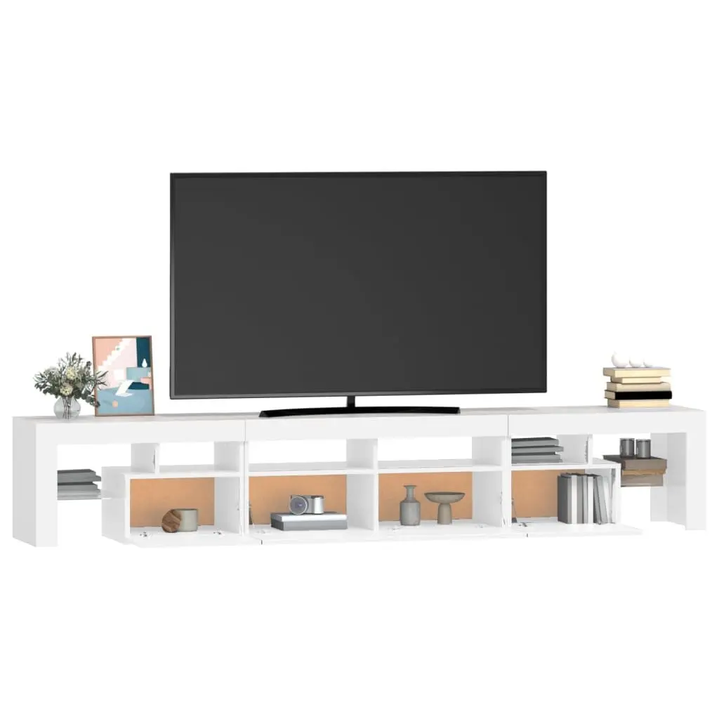 TV Cabinet Engineered Wood 230cm White with RGB LED Lights