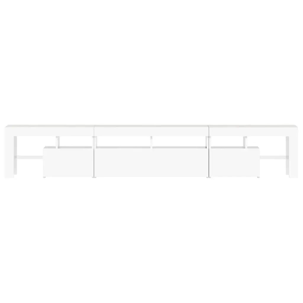 TV Cabinet Engineered Wood 230cm White with RGB LED Lights