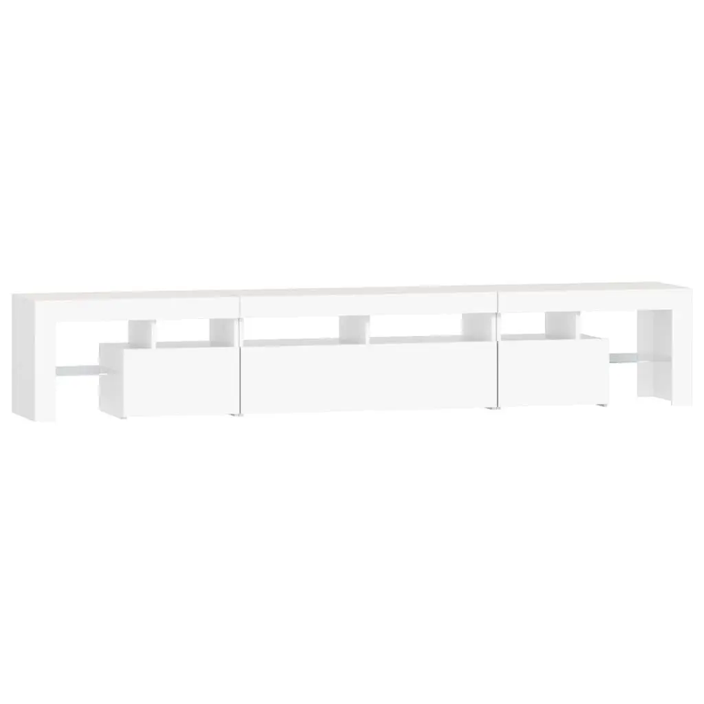 TV Cabinet Engineered Wood 230cm White with RGB LED Lights