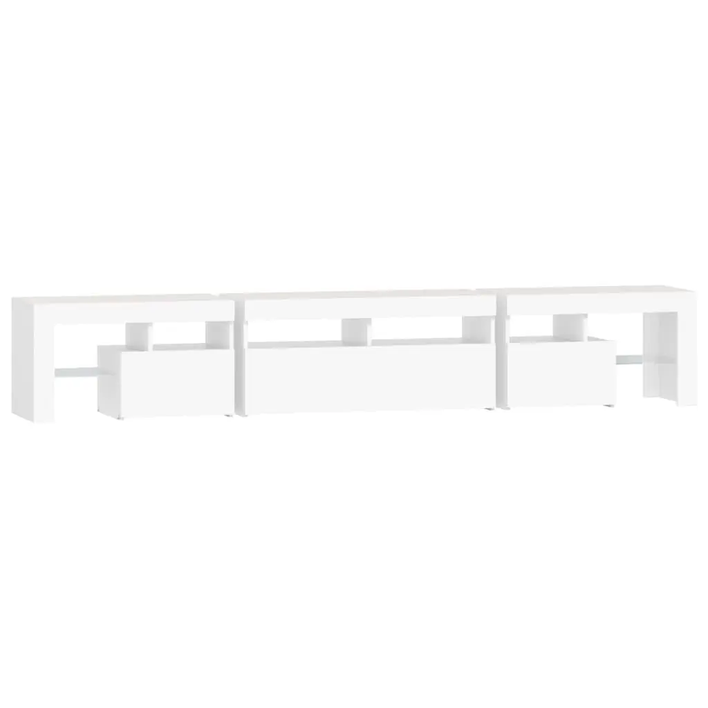 TV Cabinet Engineered Wood 230cm White with RGB LED Lights