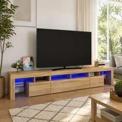 Functional TV Cabinet with RGB LED Lights for Living Rooms