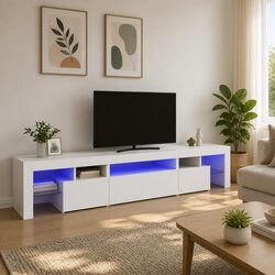 Versatile TV Cabinet with RGB LED Lighting for Practical Use