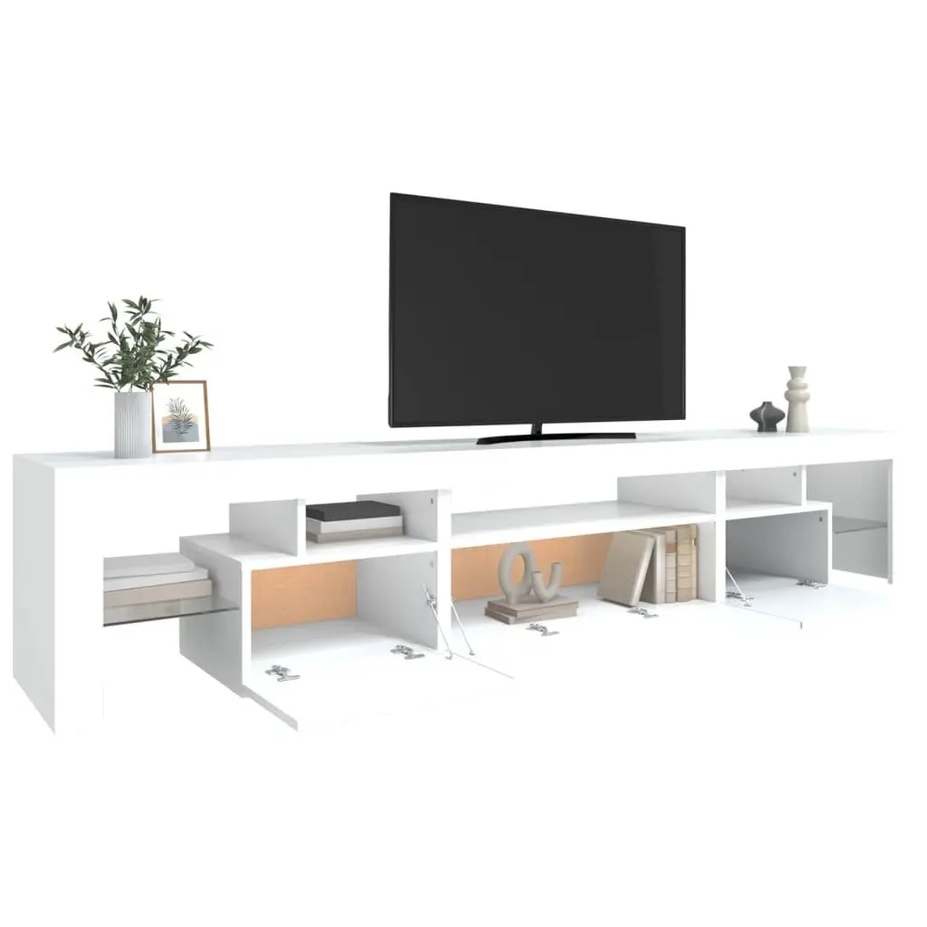 TV Cabinet with RGB LED Lights White 215x36.5x40 cm Media Unit Storage