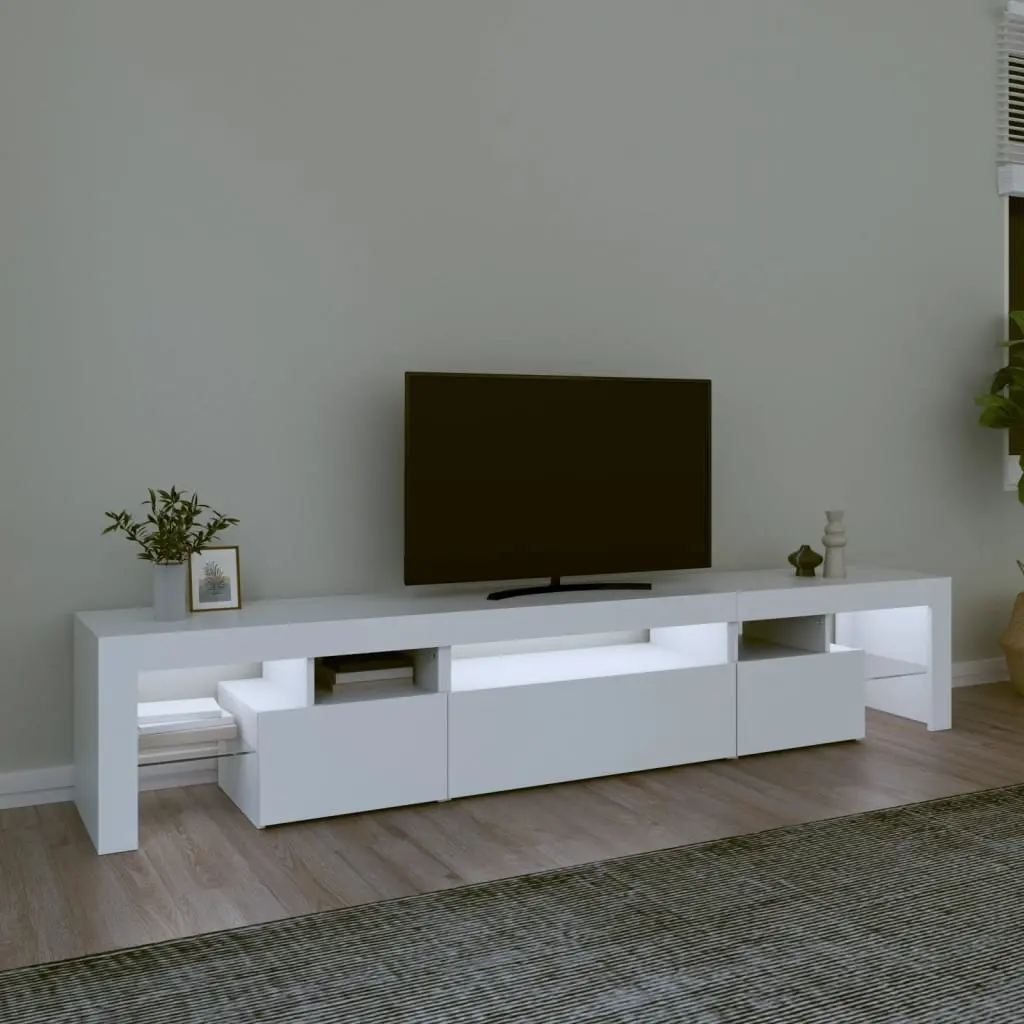 TV Cabinet with RGB LED Lights White 215x36.5x40 cm Media Unit Storage