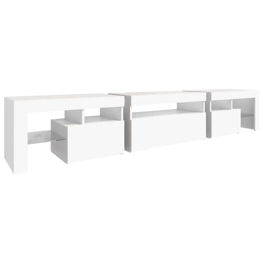 TV Cabinet with RGB LED Lights White 215x36.5x40 cm Media Unit Storage