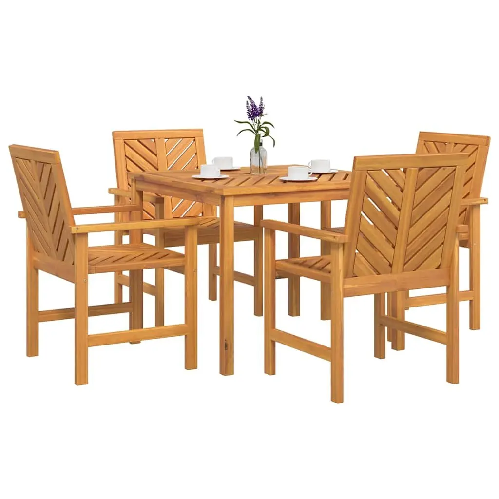Garden Dining Set 5 Piece Outdoor Table Chairs Solid Acacia Wood Brown