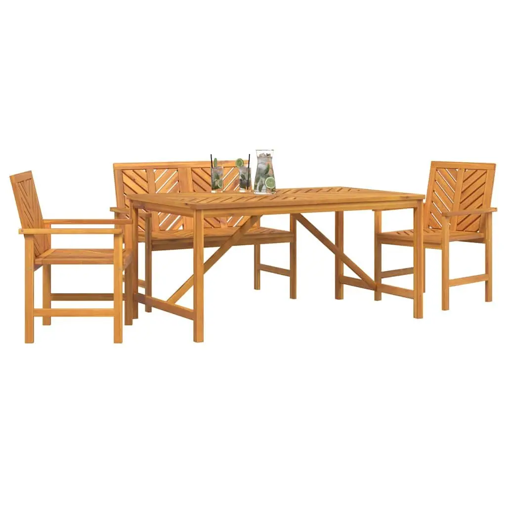 Outdoor Dining Set 4-Piece Acacia Wood with Chairs