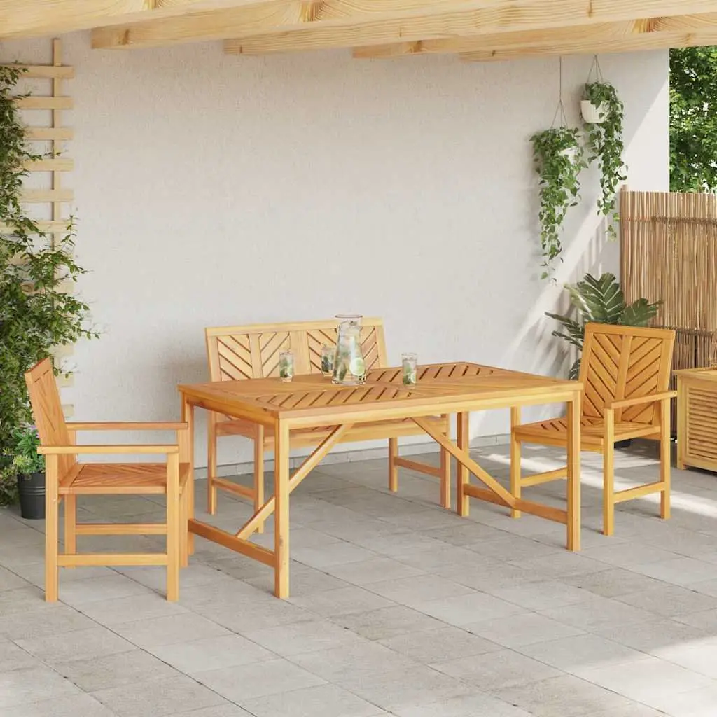 Outdoor Dining Set 4-Piece Acacia Wood with Chairs