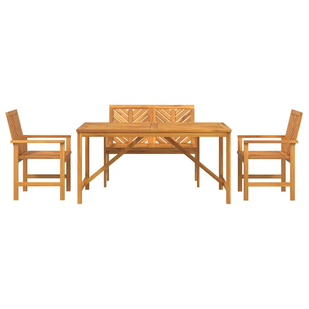Outdoor Dining Set 4-Piece Acacia Wood with Chairs
