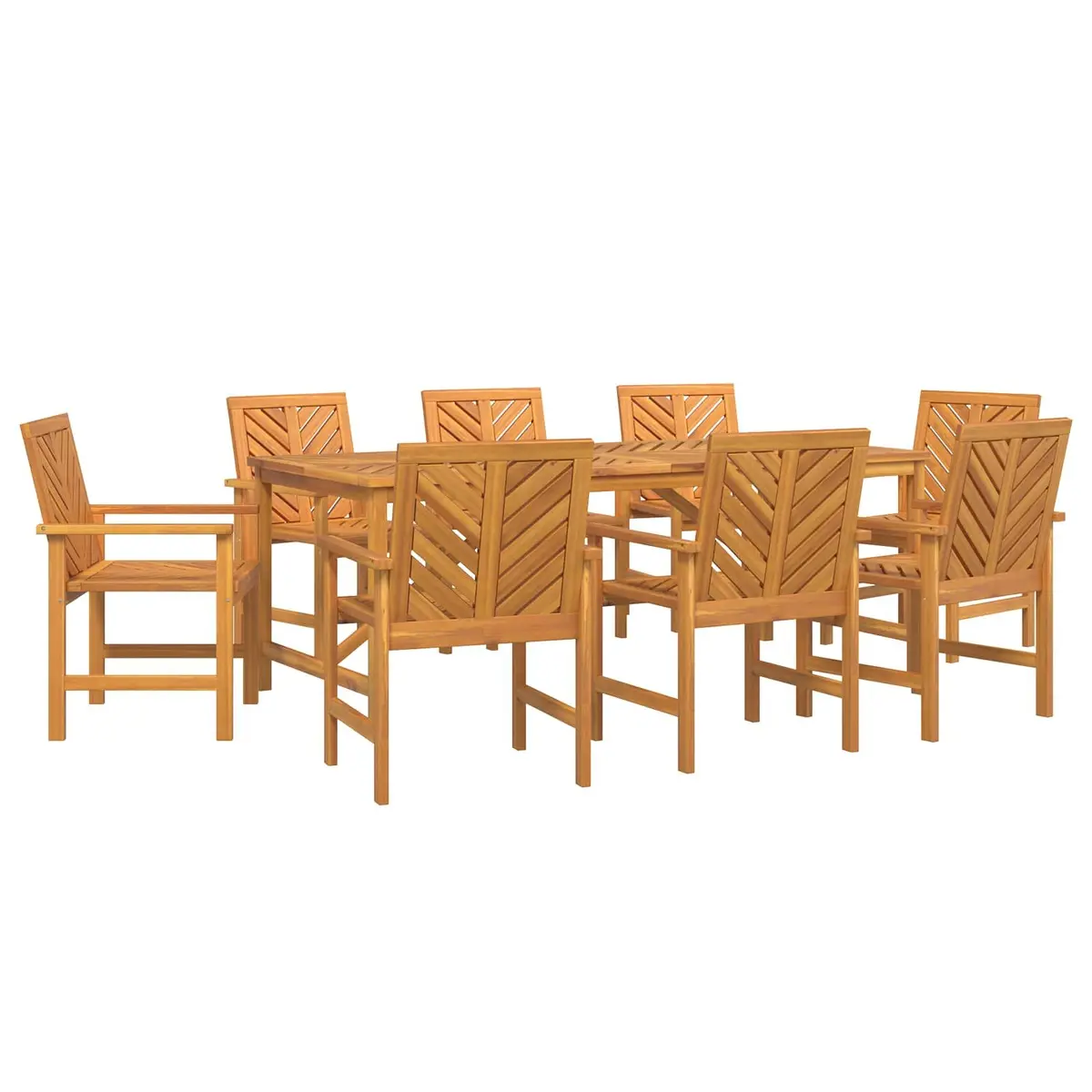 Garden Dining Set Solid Acacia Wood 9 Piece Brown Table and Chairs