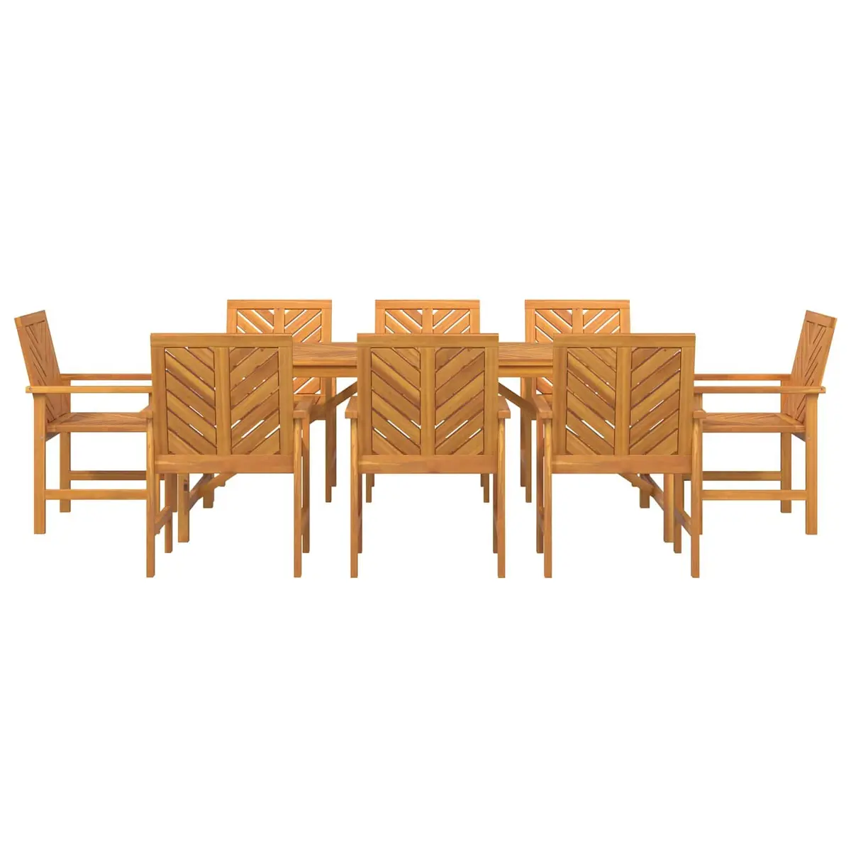 Garden Dining Set Solid Acacia Wood 9 Piece Brown Table and Chairs