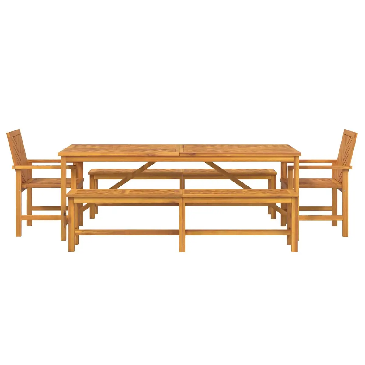 Outdoor Dining Set 5 Pieces Brown Acacia Wood Table and Chairs for Patio Garden