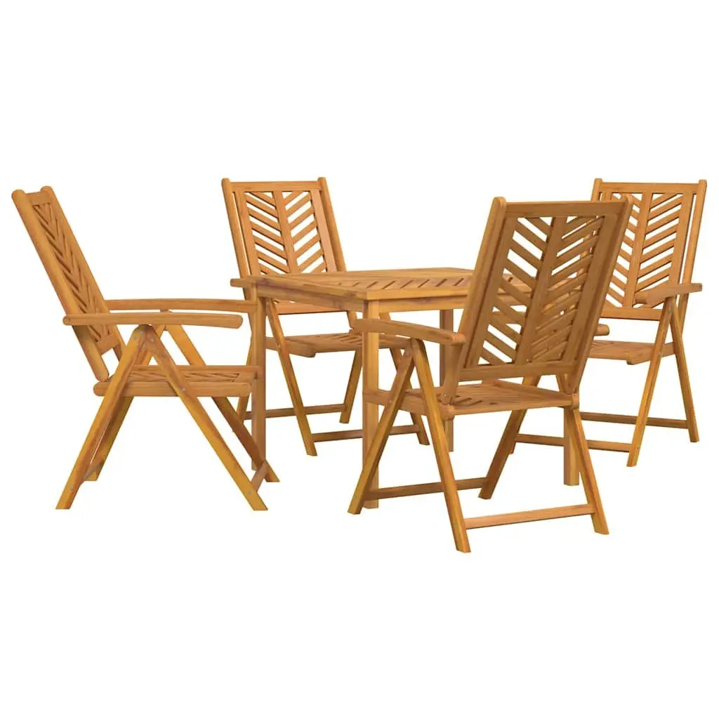 Garden Dining Set 5 Piece Outdoor Furniture Acacia Wood Brown Table Chairs