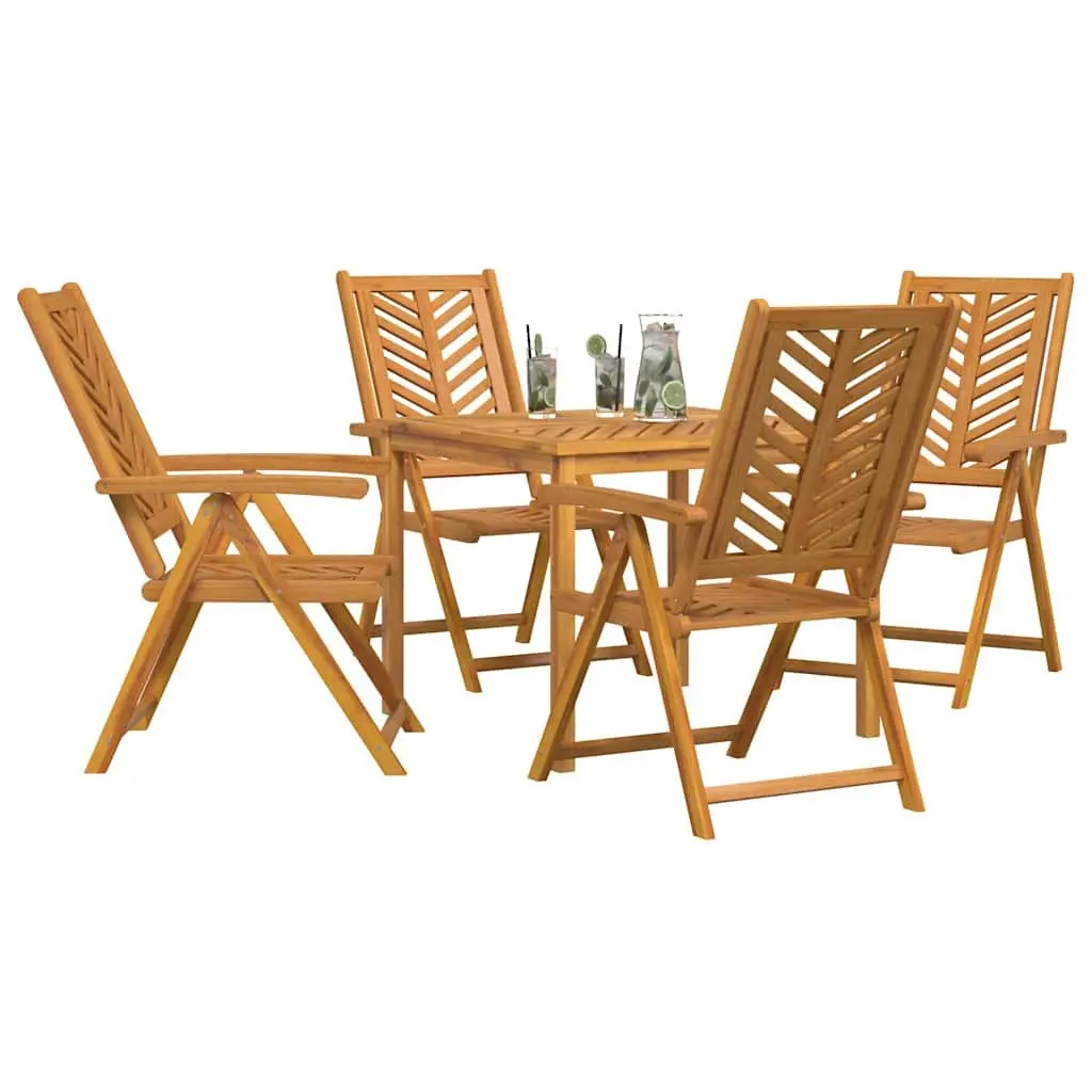Garden Dining Set 5 Piece Outdoor Furniture Acacia Wood Brown Table Chairs