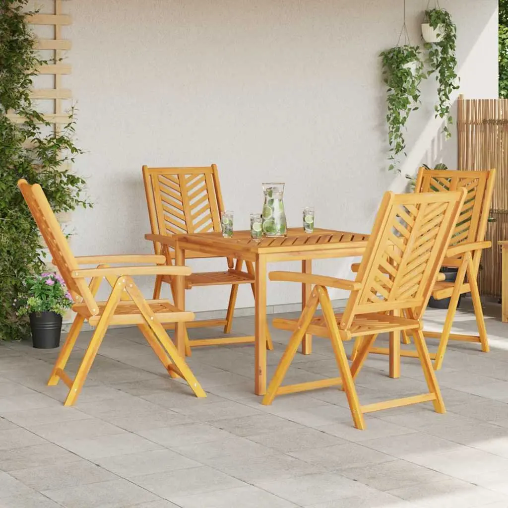 Garden Dining Set 5 Piece Outdoor Furniture Acacia Wood Brown Table Chairs