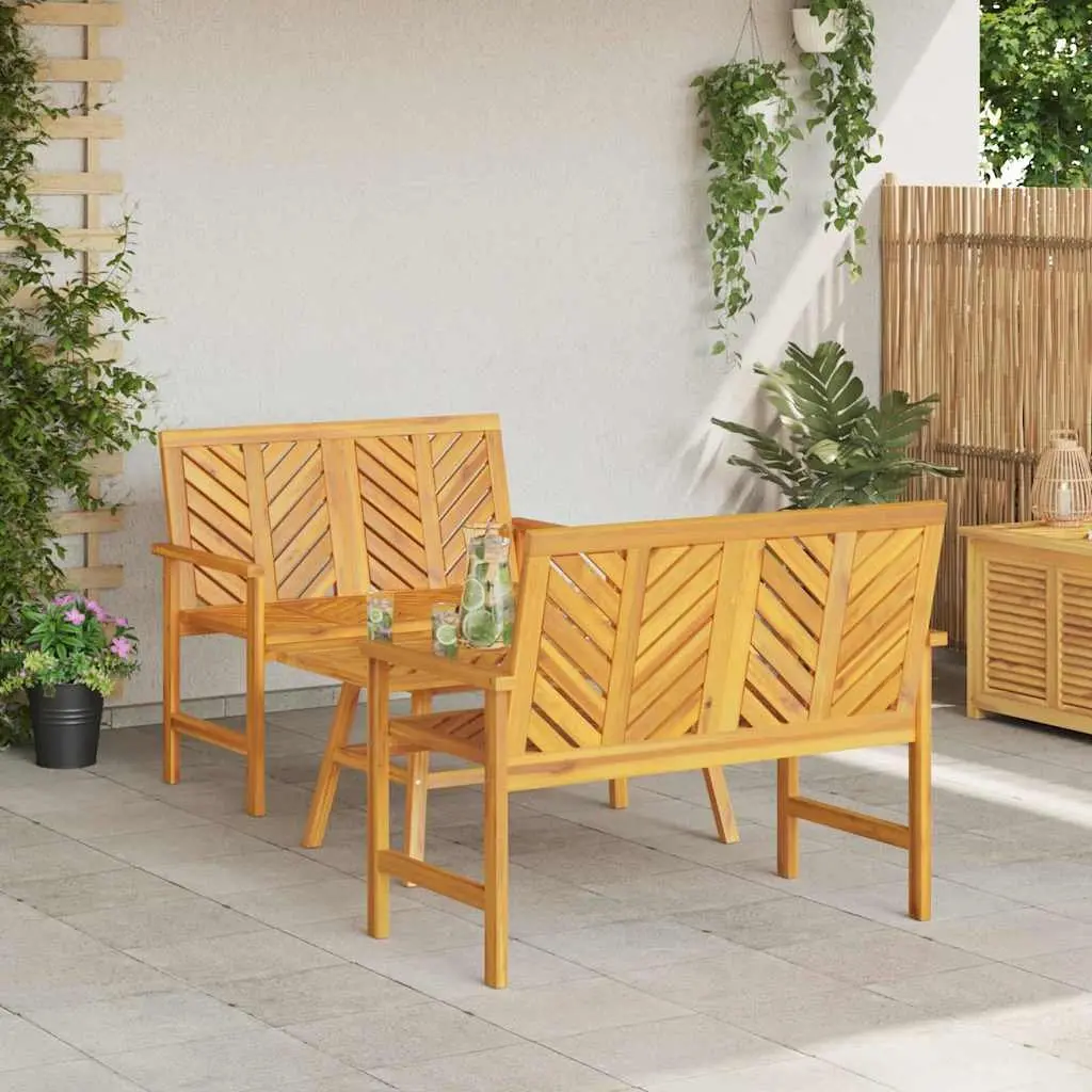 Garden Lounge Set 3-Piece Brown Acacia Wood Outdoor Furniture Patio Sofa