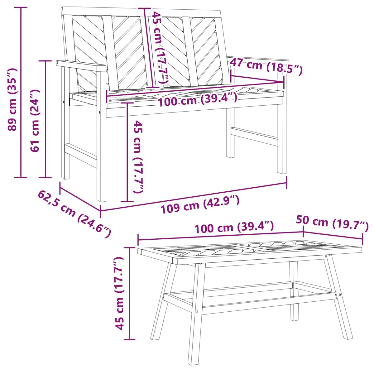 Garden Lounge Set Solid Acacia Wood 5 Pieces Brown Outdoor Furniture