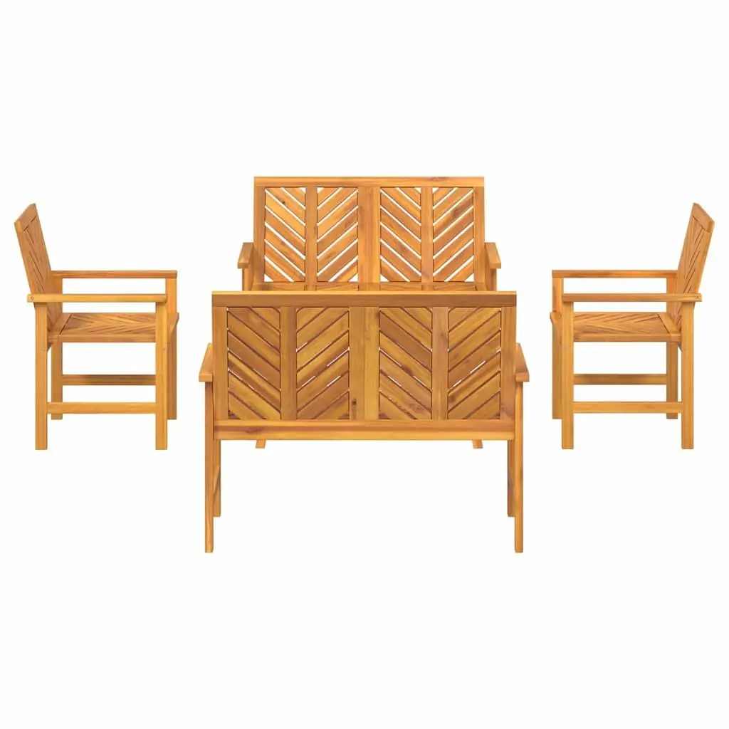 Garden Lounge Set Solid Acacia Wood 5 Pieces Brown Outdoor Furniture
