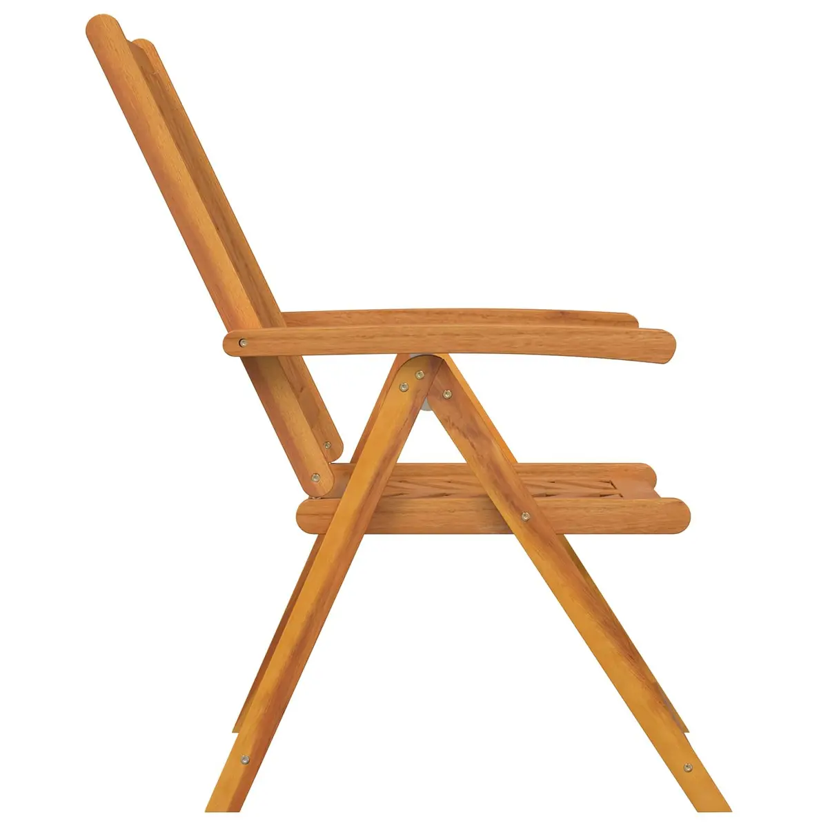 Reclining Garden Chair Set Brown Solid Acacia Wood 4 Piece Multi-Position Backrest Outdoor Furniture