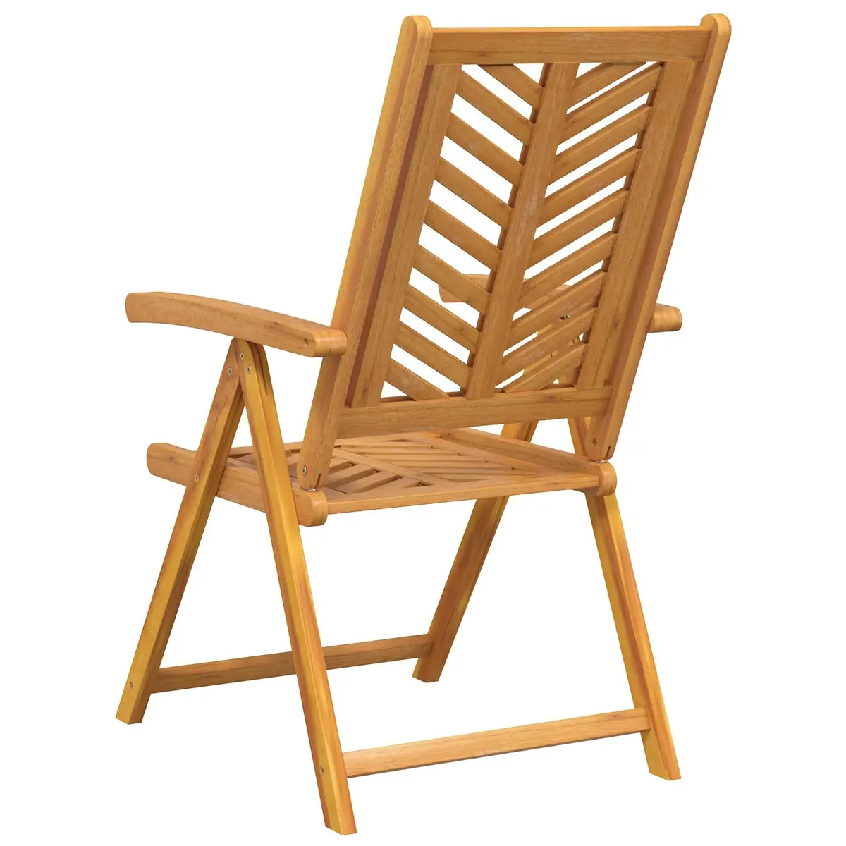 Reclining Garden Chair Set Brown Solid Acacia Wood 4 Piece Multi-Position Backrest Outdoor Furniture