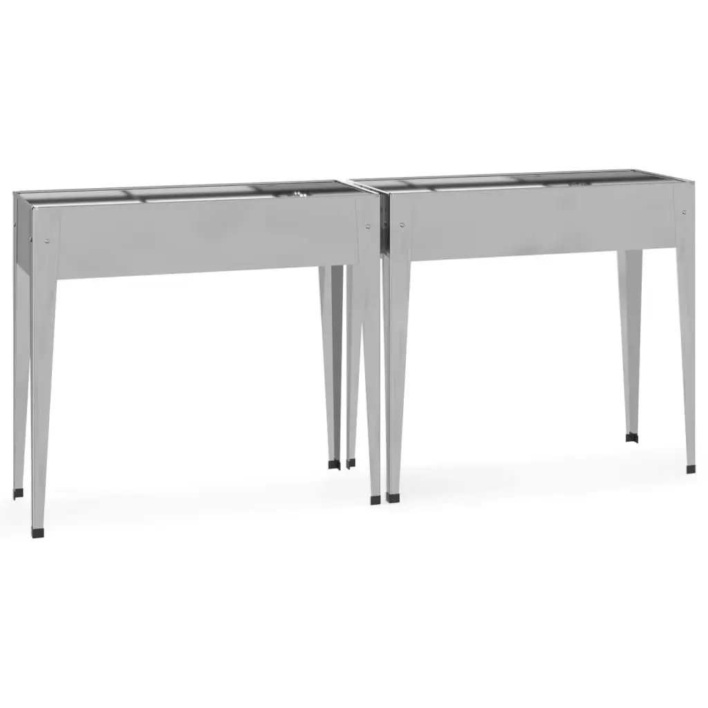 Garden Planters 2 pcs Raised Bed Outdoor Planter Pots High Feet Silver