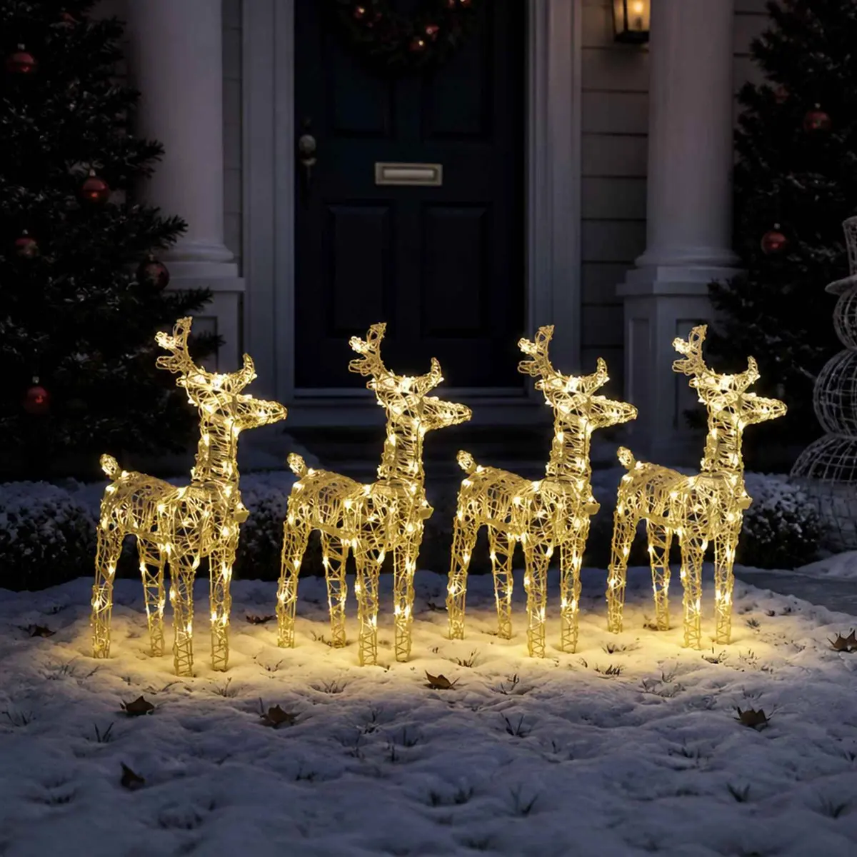 Acrylic Christmas Reindeer Lights Warm White 4 Piece 160 LEDs Outdoor Decoration