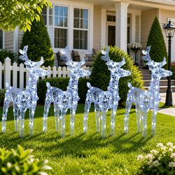 4pcs Cold White Reindeer Lights: Ideal for Holiday Decor