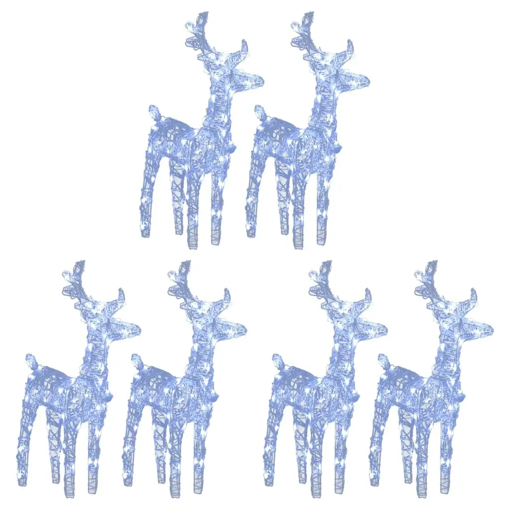 Christmas Reindeer Lights 6 Pack Cold White 240 LED Acrylic Yard Decoration