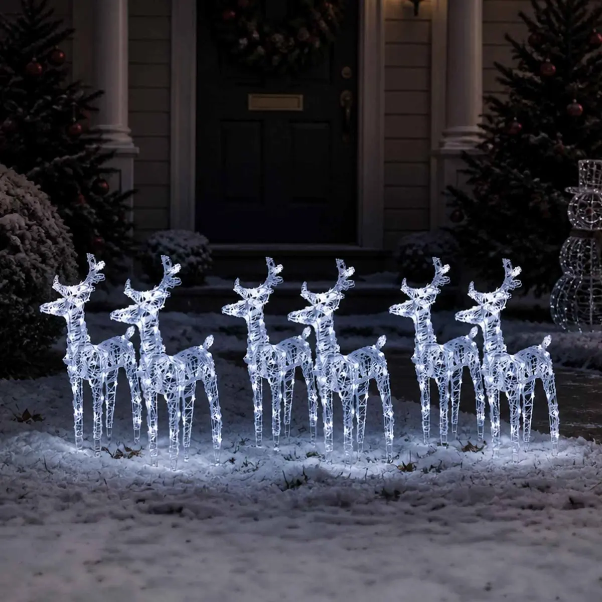 Christmas Reindeer Lights 6 Pack Cold White 240 LED Acrylic Yard Decoration