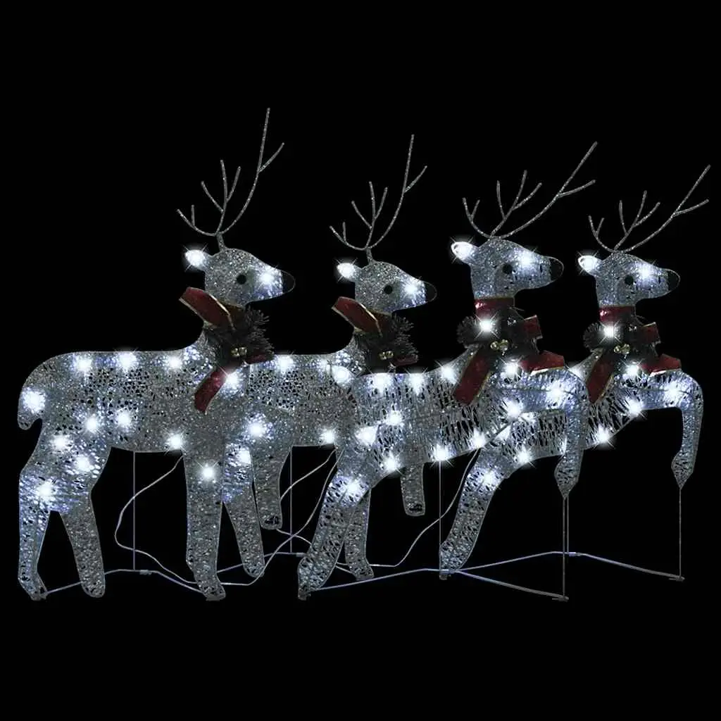 Christmas Reindeer Lights 4 Pcs Silver 80 LED Outdoor Indoor Decoration Effects
