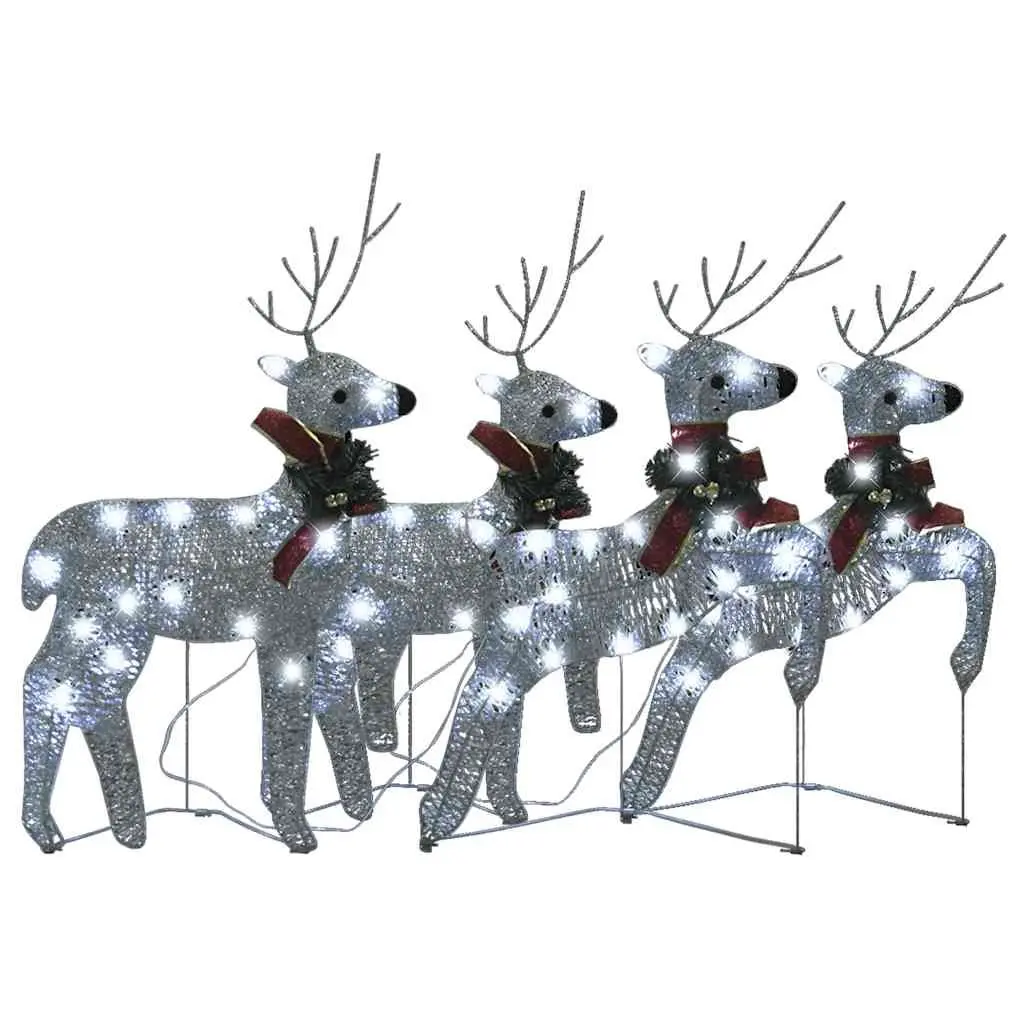 Christmas Reindeer Lights 4 Pcs Silver 80 LED Outdoor Indoor Decoration Effects