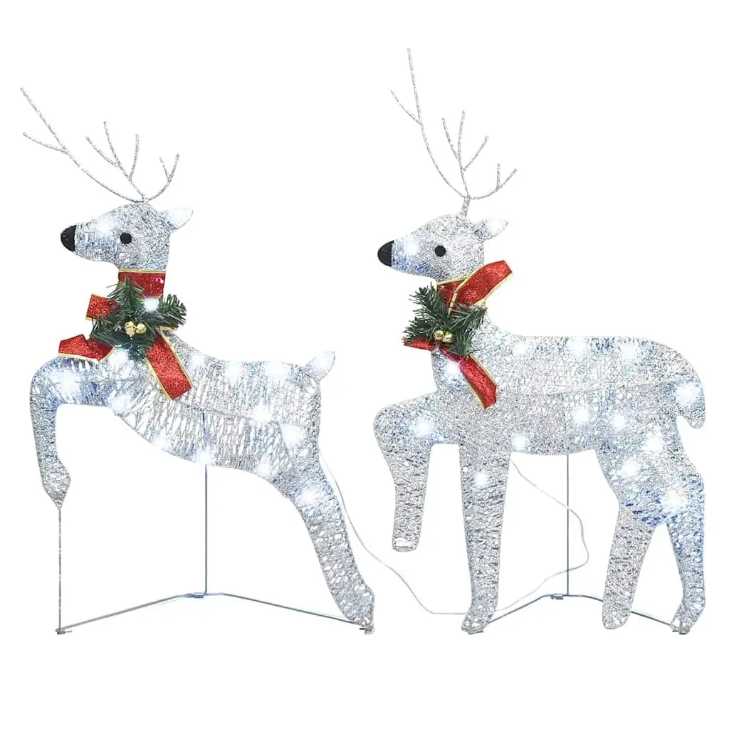 Christmas Reindeer Decorations Silver 6 Piece LED Lights Indoor Outdoor