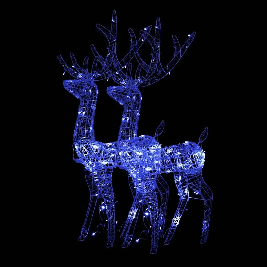 Acrylic Reindeer Christmas Decorations 128 cm Blue LED Lighted 2 Piece