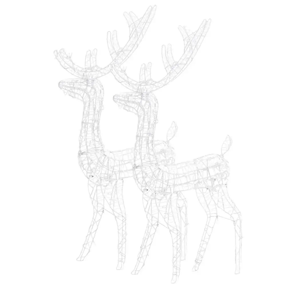 Acrylic Reindeer Christmas Decorations 128 cm Blue LED Lighted 2 Piece
