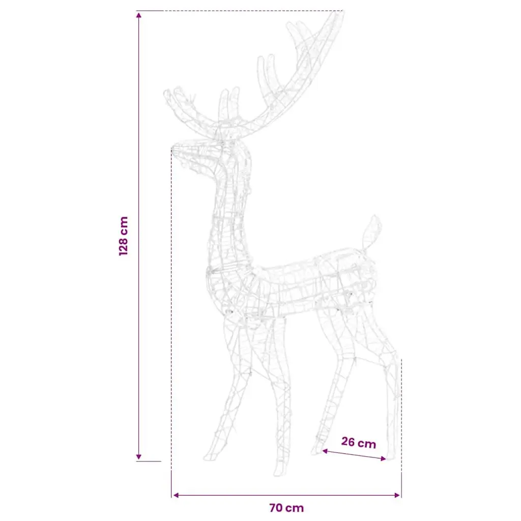 Acrylic Reindeer Christmas Decorations 128 cm Blue LED Lighted 2 Piece