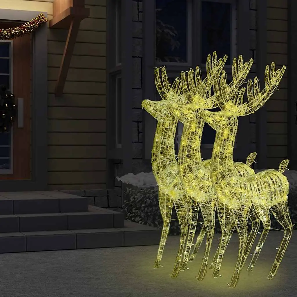 Reindeer Lights Acrylic 180cm Outdoor Garden Decoration 250 LED Warm White 3 Piece