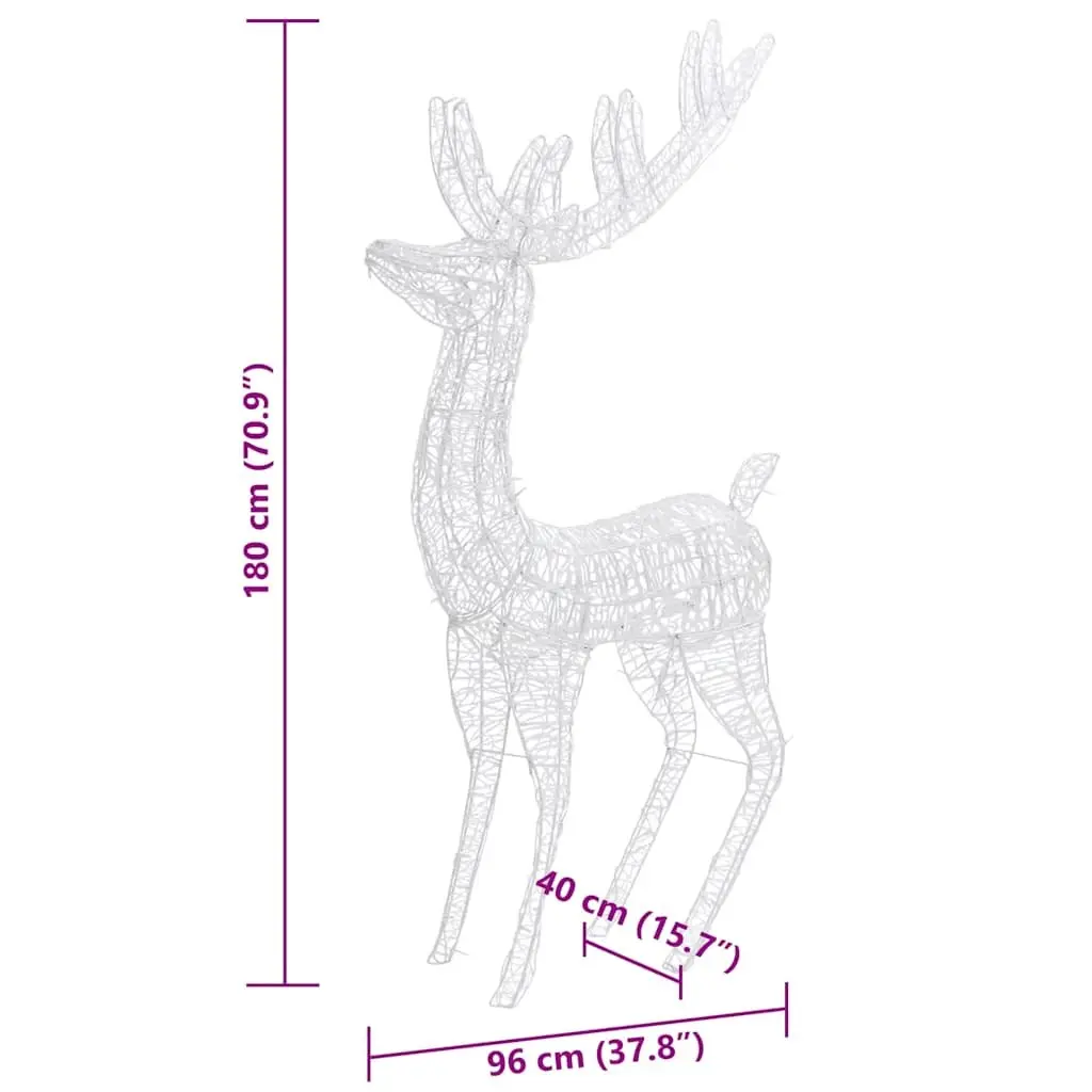 Reindeer Lights Acrylic 180cm Outdoor Garden Decoration 250 LED Warm White 3 Piece