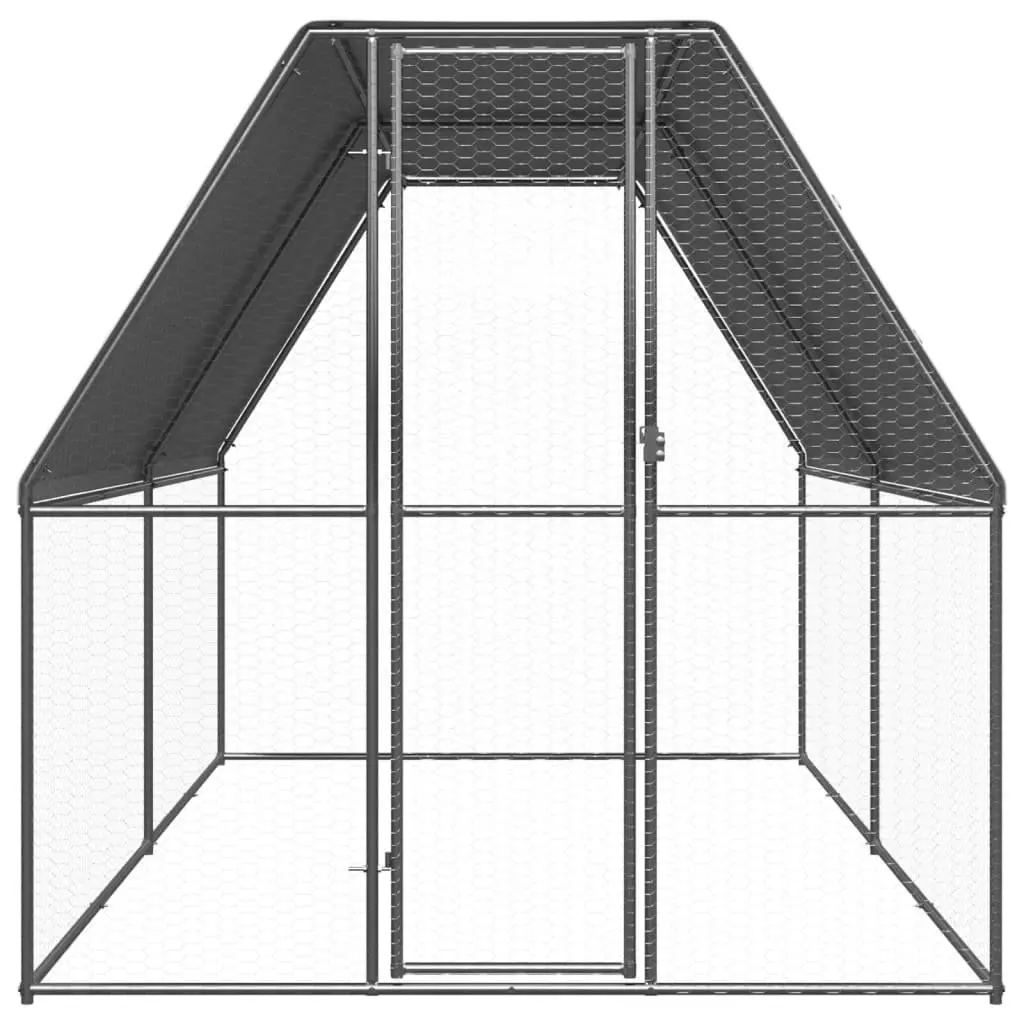 Chicken Cage Galvanised Steel 2m x 4m Silver Outdoor Coop Run for Small Animals