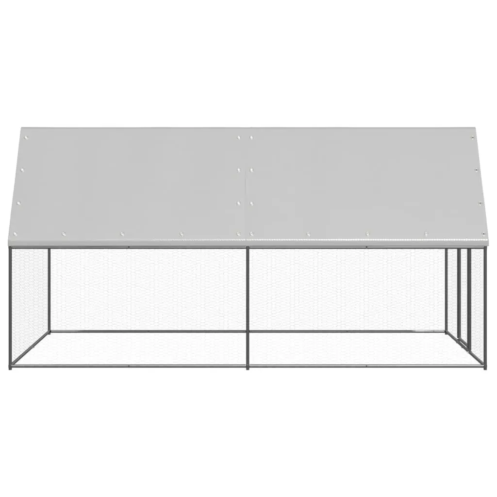 Chicken Cage Galvanised Steel 2m x 4m Silver Outdoor Coop Run for Small Animals