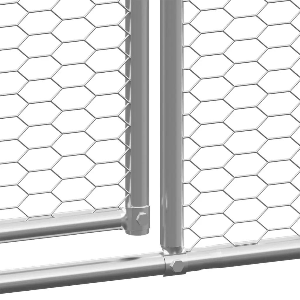 Chicken Cage Galvanised Steel 2m x 4m Silver Outdoor Coop Run for Small Animals