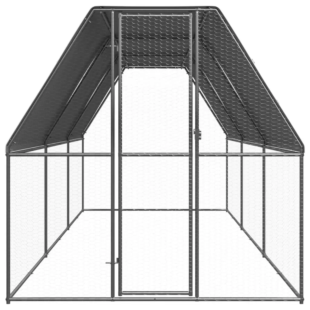 Outdoor Hen Coop 2x6x2m Galvanised Steel Chicken Cage with Water-Resistant Roof for Small Animals